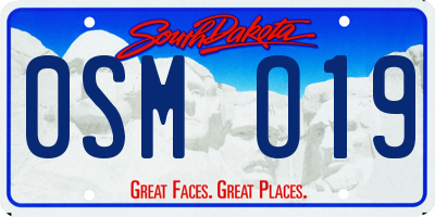 SD license plate 0SMO19