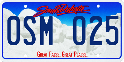SD license plate 0SMO25