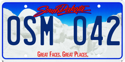 SD license plate 0SMO42