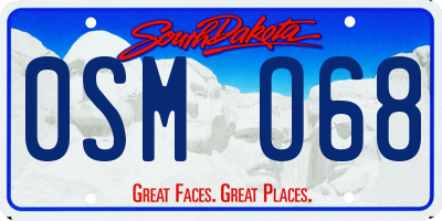 SD license plate 0SMO68