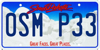 SD license plate 0SMP33