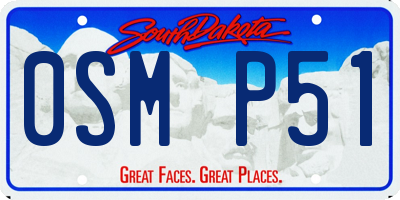 SD license plate 0SMP51