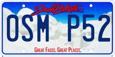 SD license plate 0SMP52