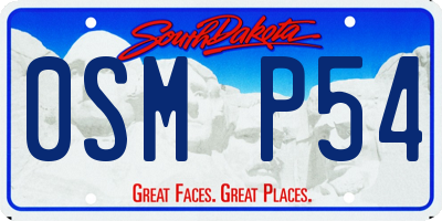 SD license plate 0SMP54