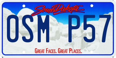 SD license plate 0SMP57