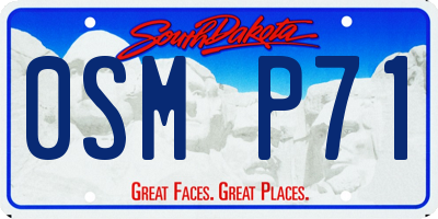 SD license plate 0SMP71
