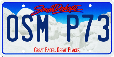 SD license plate 0SMP73