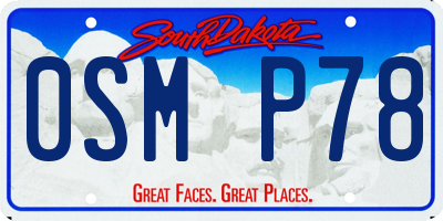 SD license plate 0SMP78