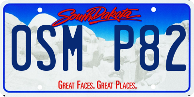 SD license plate 0SMP82