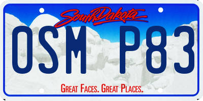 SD license plate 0SMP83