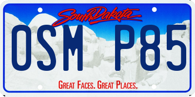 SD license plate 0SMP85
