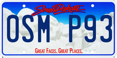 SD license plate 0SMP93