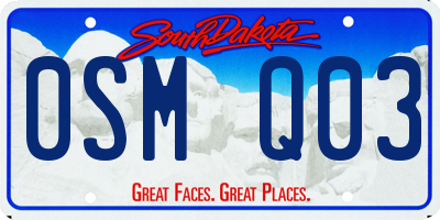 SD license plate 0SMQ03