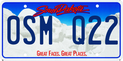SD license plate 0SMQ22