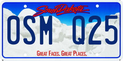SD license plate 0SMQ25