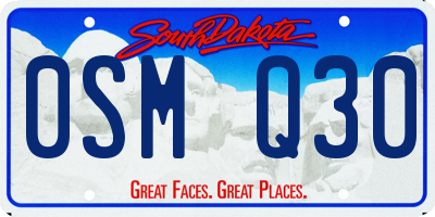 SD license plate 0SMQ30