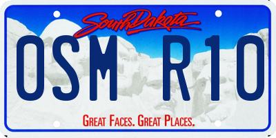 SD license plate 0SMR10