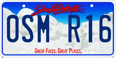 SD license plate 0SMR16