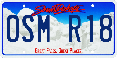 SD license plate 0SMR18