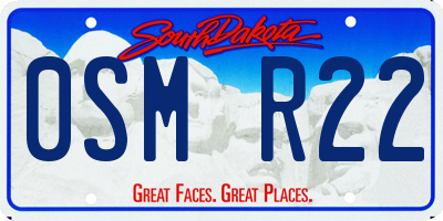 SD license plate 0SMR22