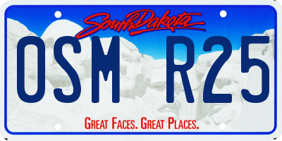 SD license plate 0SMR25