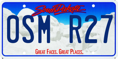 SD license plate 0SMR27