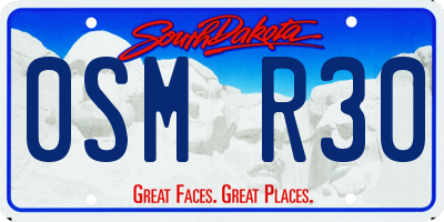 SD license plate 0SMR30