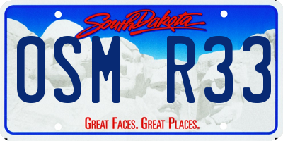 SD license plate 0SMR33