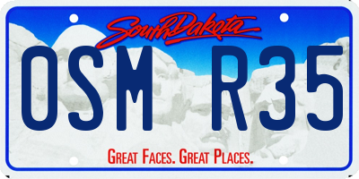 SD license plate 0SMR35