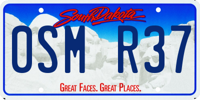 SD license plate 0SMR37