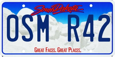 SD license plate 0SMR42