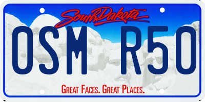 SD license plate 0SMR50