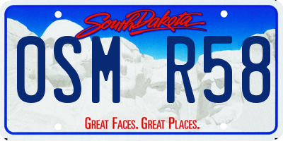 SD license plate 0SMR58