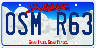 SD license plate 0SMR63