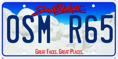 SD license plate 0SMR65
