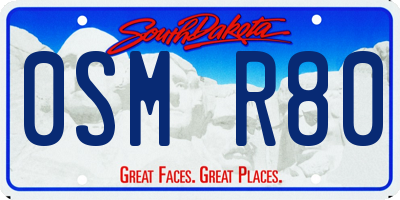 SD license plate 0SMR80