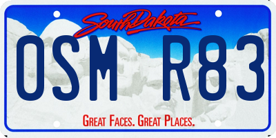 SD license plate 0SMR83