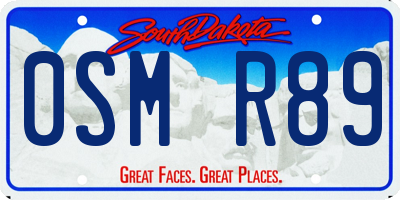 SD license plate 0SMR89