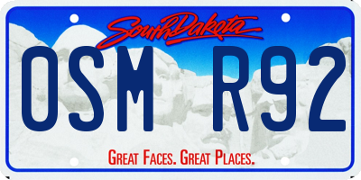 SD license plate 0SMR92