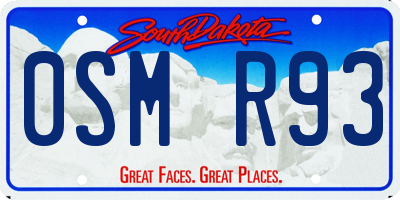 SD license plate 0SMR93