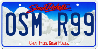 SD license plate 0SMR99