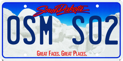 SD license plate 0SMS02