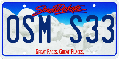 SD license plate 0SMS33