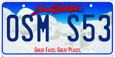 SD license plate 0SMS53