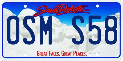 SD license plate 0SMS58