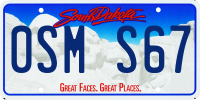 SD license plate 0SMS67