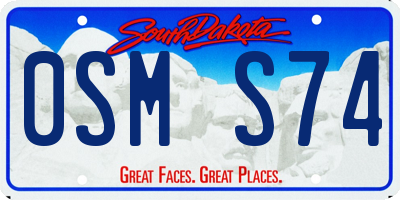 SD license plate 0SMS74
