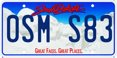 SD license plate 0SMS83