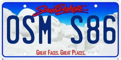 SD license plate 0SMS86