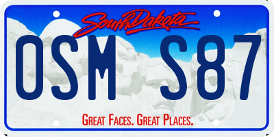 SD license plate 0SMS87
